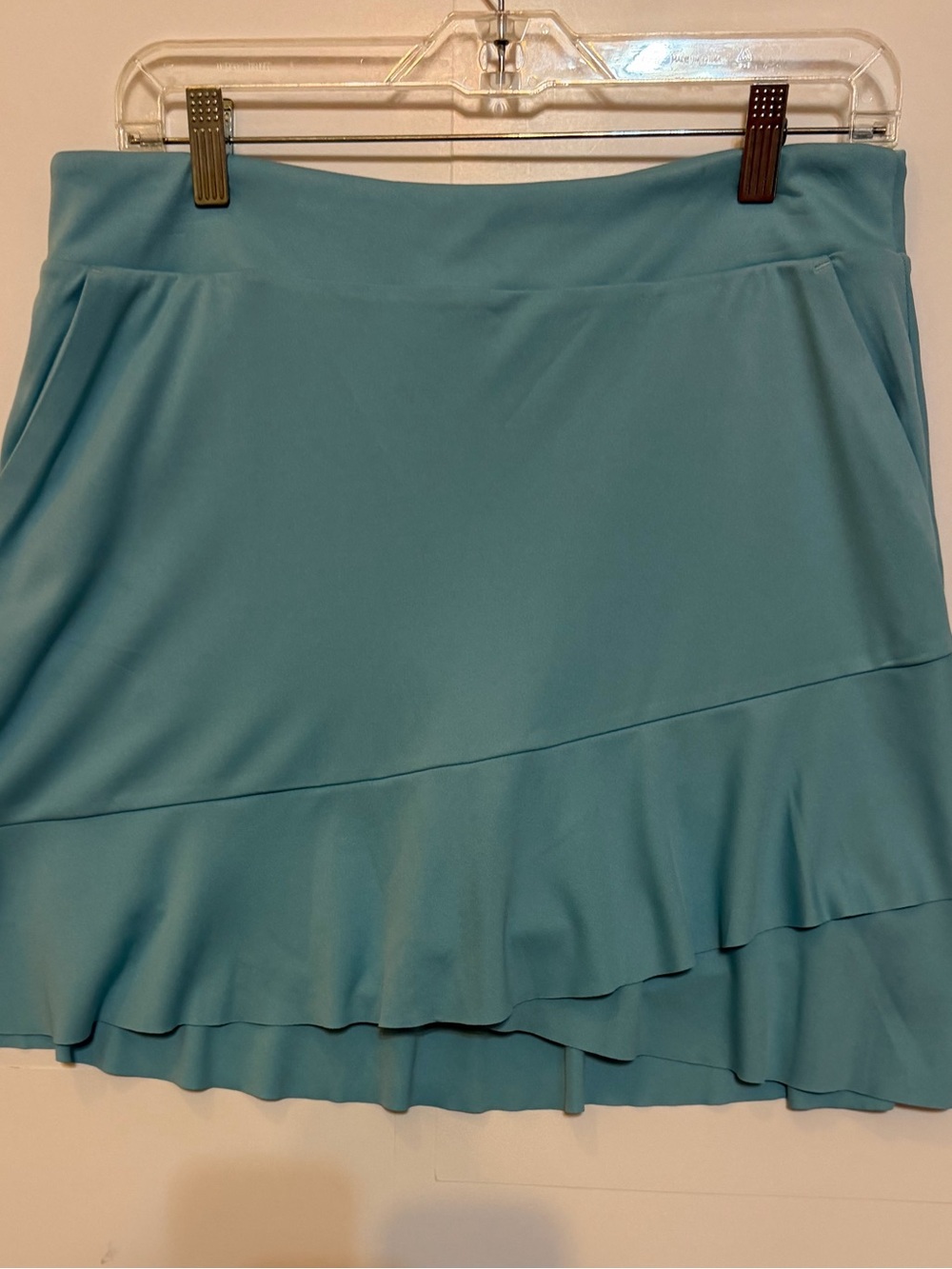 Greg Norman Collection Aqua Ruffle Hem Mini Skirt Golf Tennis pickleball lined